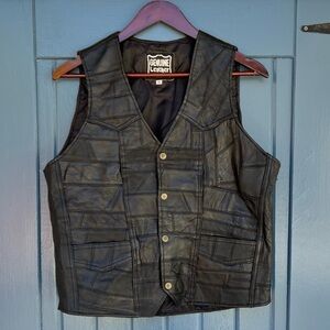 Vintage Black Genuine Leather Vest